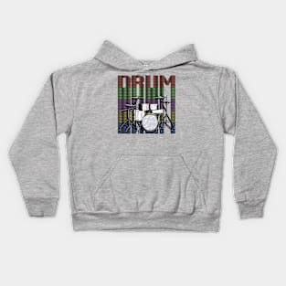 Drum Kit on drum pattern lettering Kids Hoodie